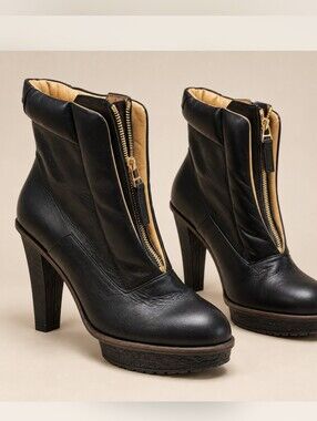SAMPLE Reike Nen Seoul Black Leather Platform Ankle Boots 39
